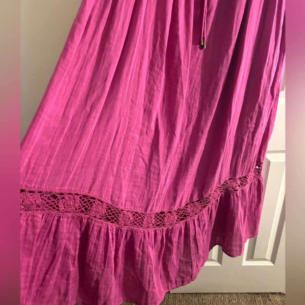 (NWOT) Free People Cutwork Tee Maxi Dress In Summer Bloom Orchid Size Small - Picture 8 of 11